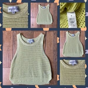 WILDFOX NEON YELLOW CROCHET TANK TOP, SIZE SMALL